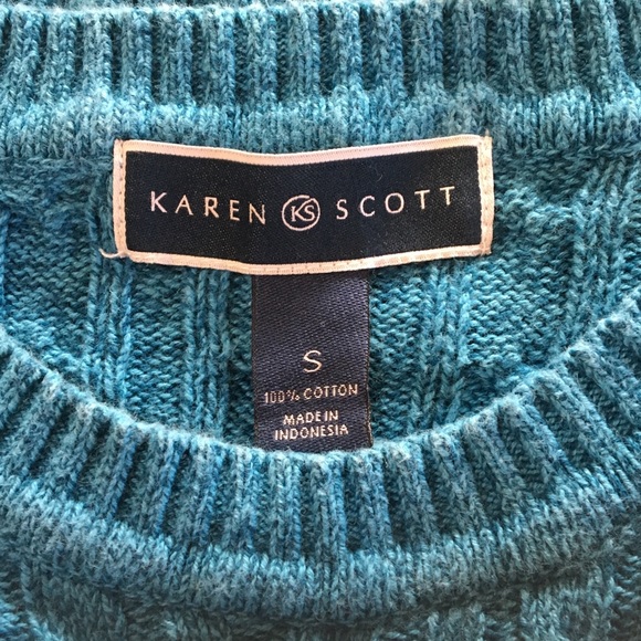 Karen Scott Blue Cable Knit Sweater Size S - Picture 6 of 7